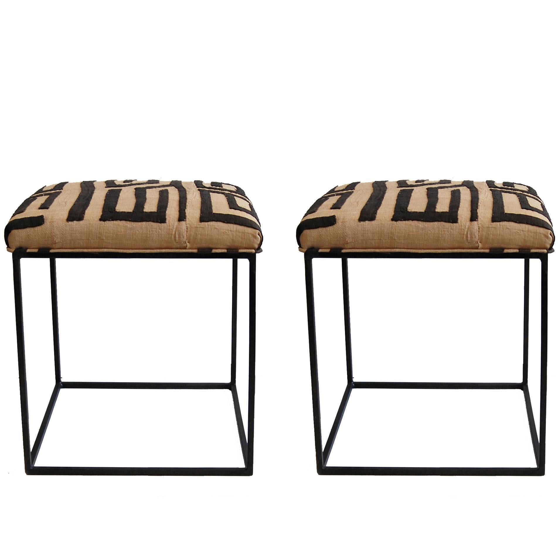 Kuba Cloth Stools Custom Designed by Towne Palm Springs For Sale