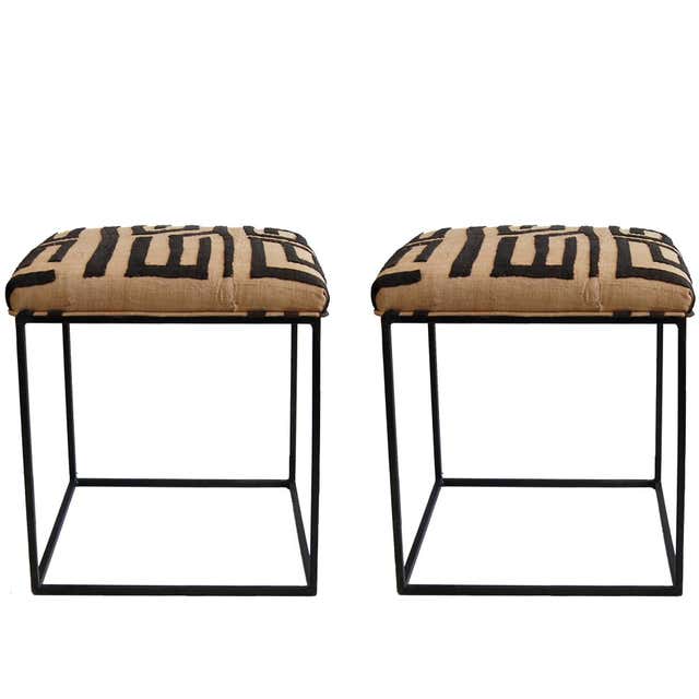Cloth Stools Kuba Cloth Stools Custom Designed by Towne Palm Springs For Sale at 1stDibs