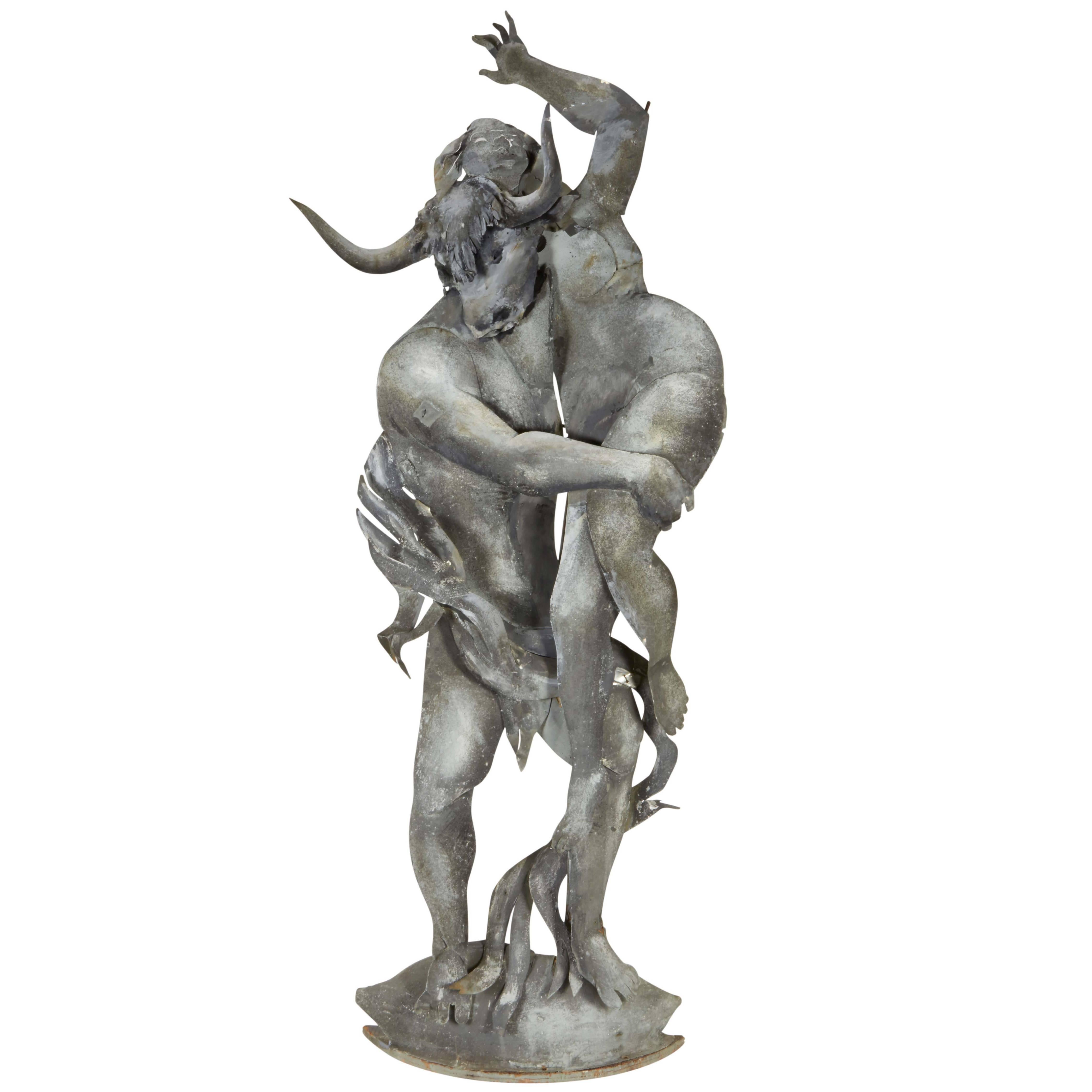 Modernist Sculpture of the Minotaur Abducting a Maiden