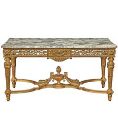French 19th Century Louis XVI Style Giltwood and Marble Center Table 12