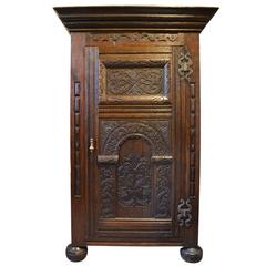 Antique 17th Century Confiturier or Single Door Armoire