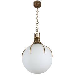 Large Brass and Glass Italian Pendant 12