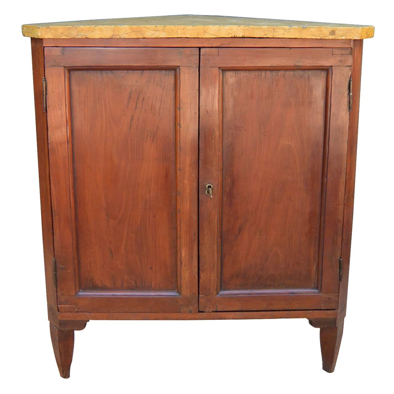 Neoclassical Italian Marble-Topped Angoliere Corner Cabinet For Sale