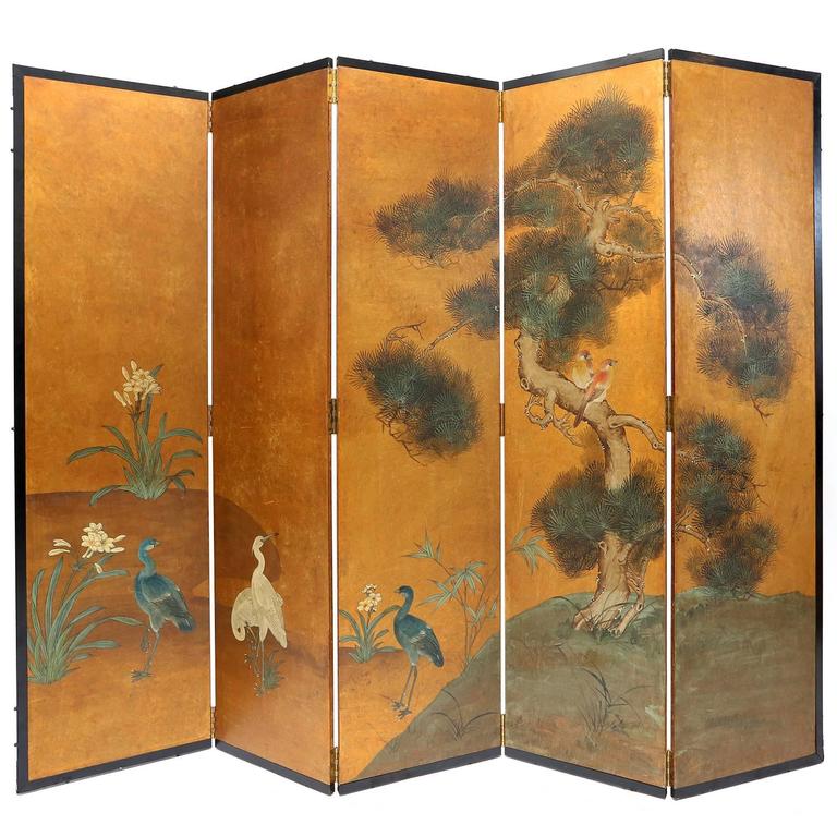 HandPainted Oriental Screen at 1stDibs