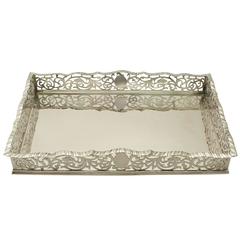 Sterling Silver Gallery Tray/Salver, Antique Edwardian