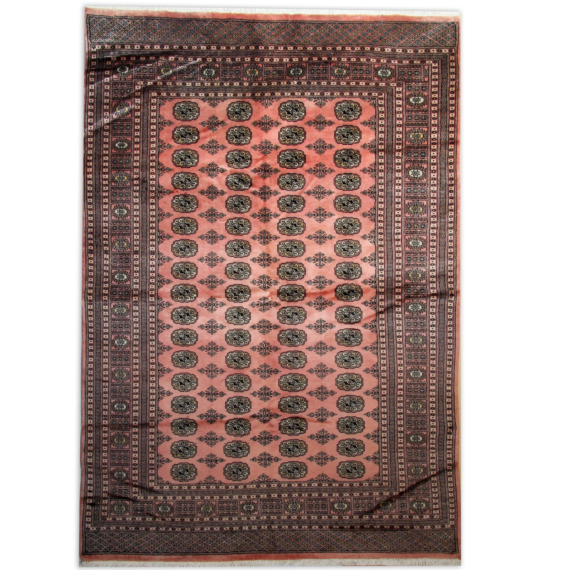 Handmade Carpet Pink Bukhara Rugs, Oriental Rug Living Room Rugs for Sale