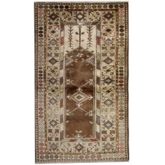 Vintage Turkish Rugs, Vintage Rug Milas, Brown Rug, Hand Made Carpet 