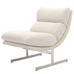 Scoop Chrome Lounge Chair Neu gepolstert