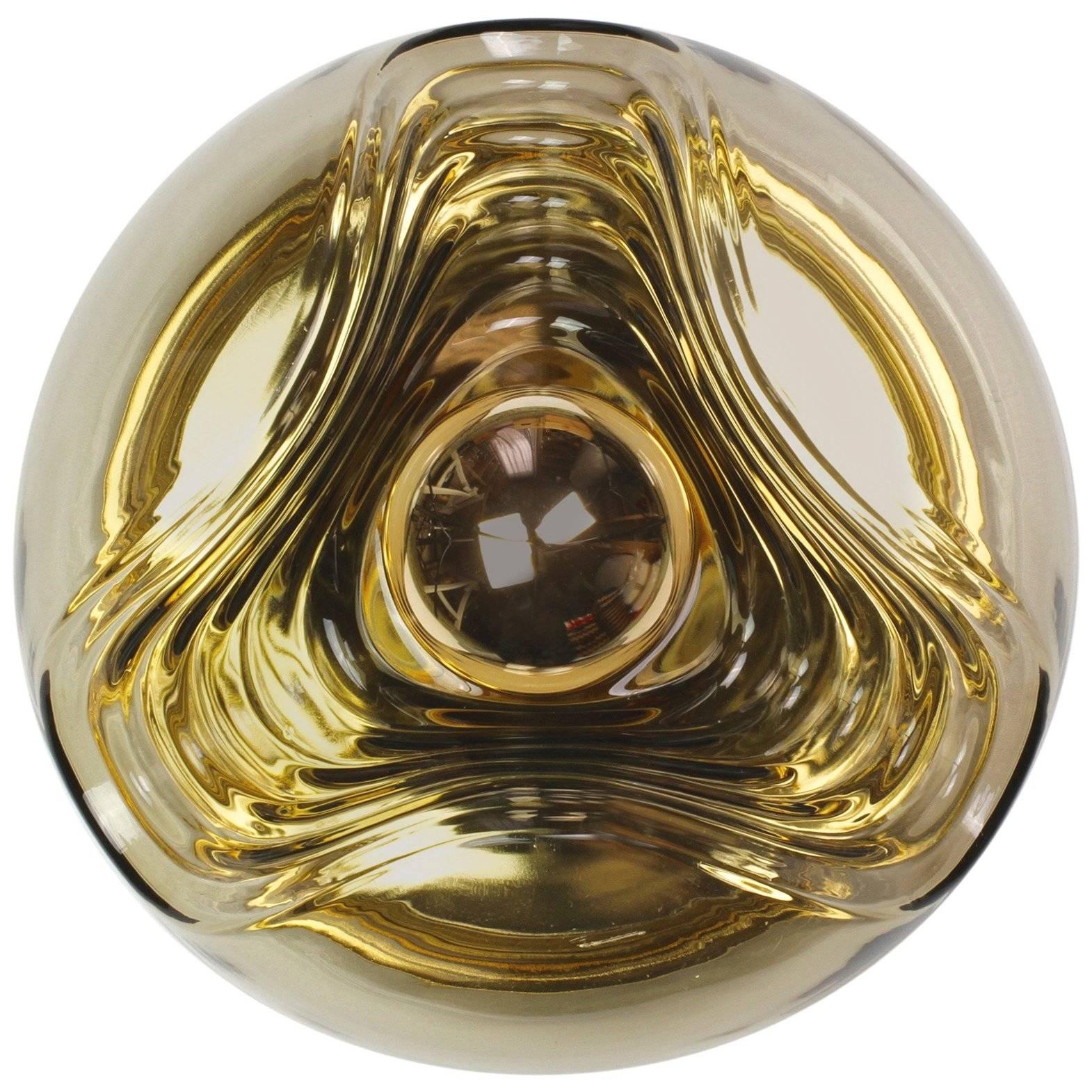 1970s Smoked Glass Koch & Lowy Biomorphic Wall Light Sconce for Peill & Putzler