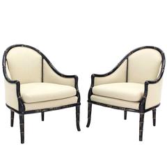 Pair of Faux Bamboo Lounge Chairs