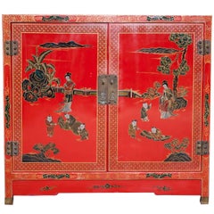 Vintage Asian Red Lacquered Cabinet