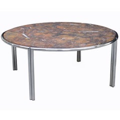 Italian Modernist Cocktail Table with Fossil Marble Top