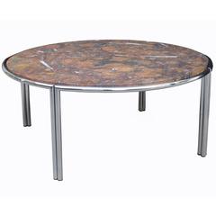 Italian Modernist Cocktail Table with Fossil Marble Top