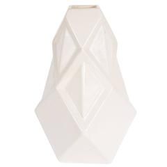 Art Deco Cubist Style Crackle Crème Ceramic Vase by Henri Delcourt Boulogne 8