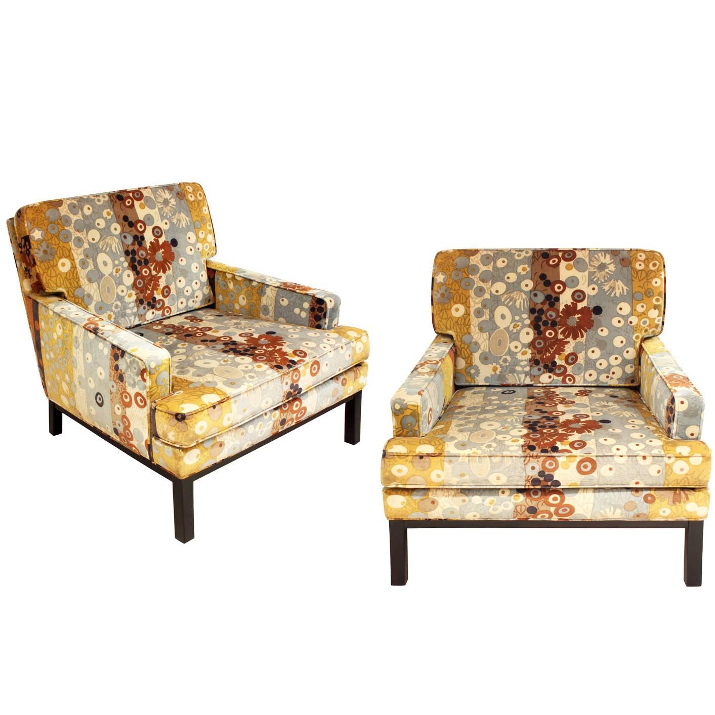 Chic Club Chairs with Jack Lenor Larson Fabric by Paul McCobb
