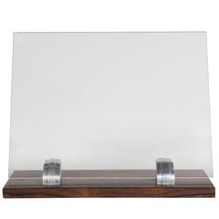 Art Deco Picture Frame on Macassar Base and Nickeled Skyscraper Style Detail