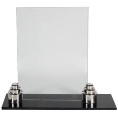 Art Deco Machine Age Photo Frame with Chrome Skyscraper Supports on Vitrolite