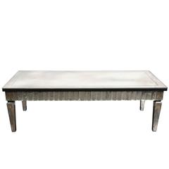 Directoire Style Rectangular Mirrored Cocktail Table with Applique Detailing