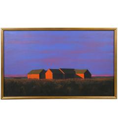 Vermont Barn Twilight Oil Painting