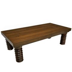 Large, Solid Wood Coffee Table on Turned Legs