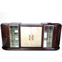 Colossal French Art Deco Buffet or Sideboard with Parchment Covered Doors