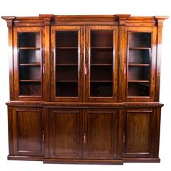 Antique Victorian Flame Mahogany Bookcase, circa 1850