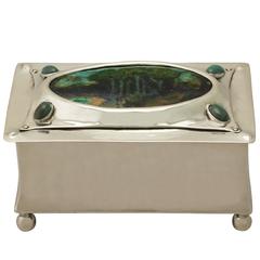 1900s Arts and Crafts Sterling Silver and Enamel Box by Guild of Handicraft