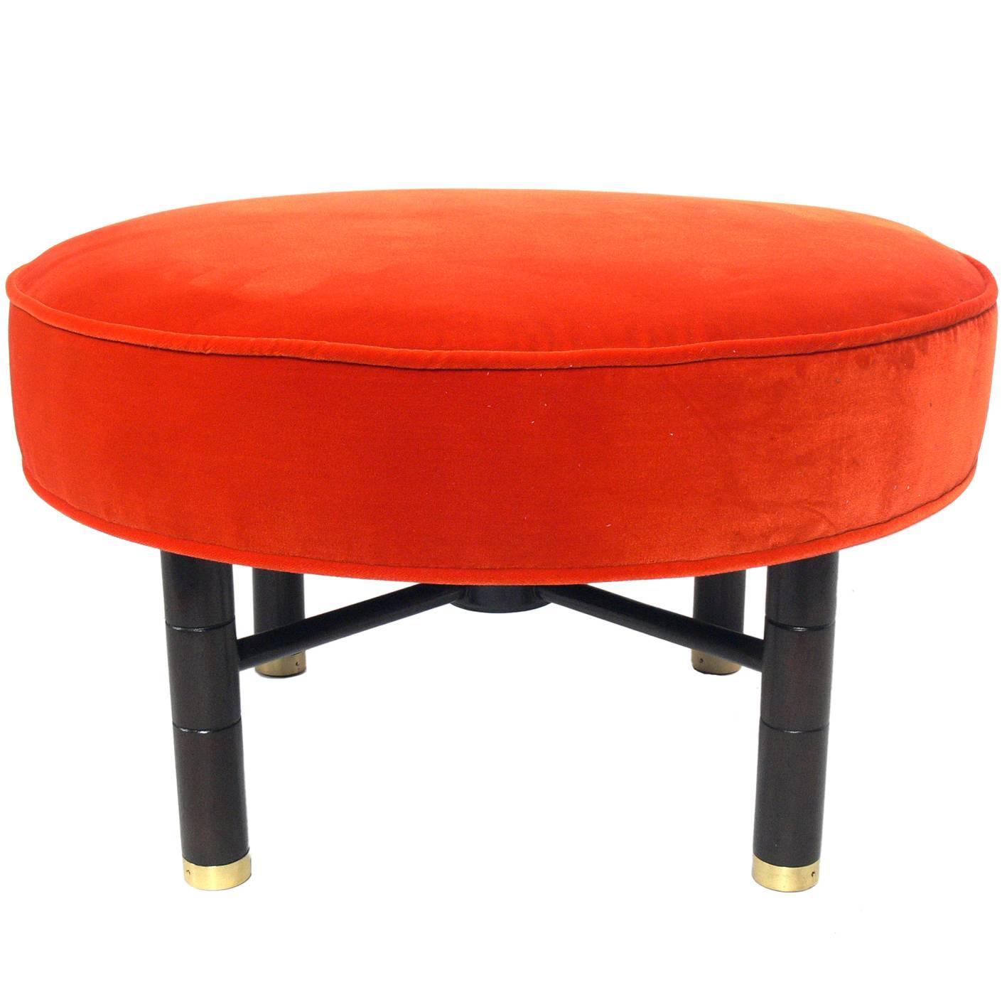 Modern Heirloom Tomato Orange Velvet Ottoman with Brass Feet at ... Modern Heirloom Tomato Orange Velvet Ottoman with Brass Feet at ...