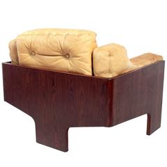 Sculptural Danish Modern Rosewood and Leather Lounge Chair