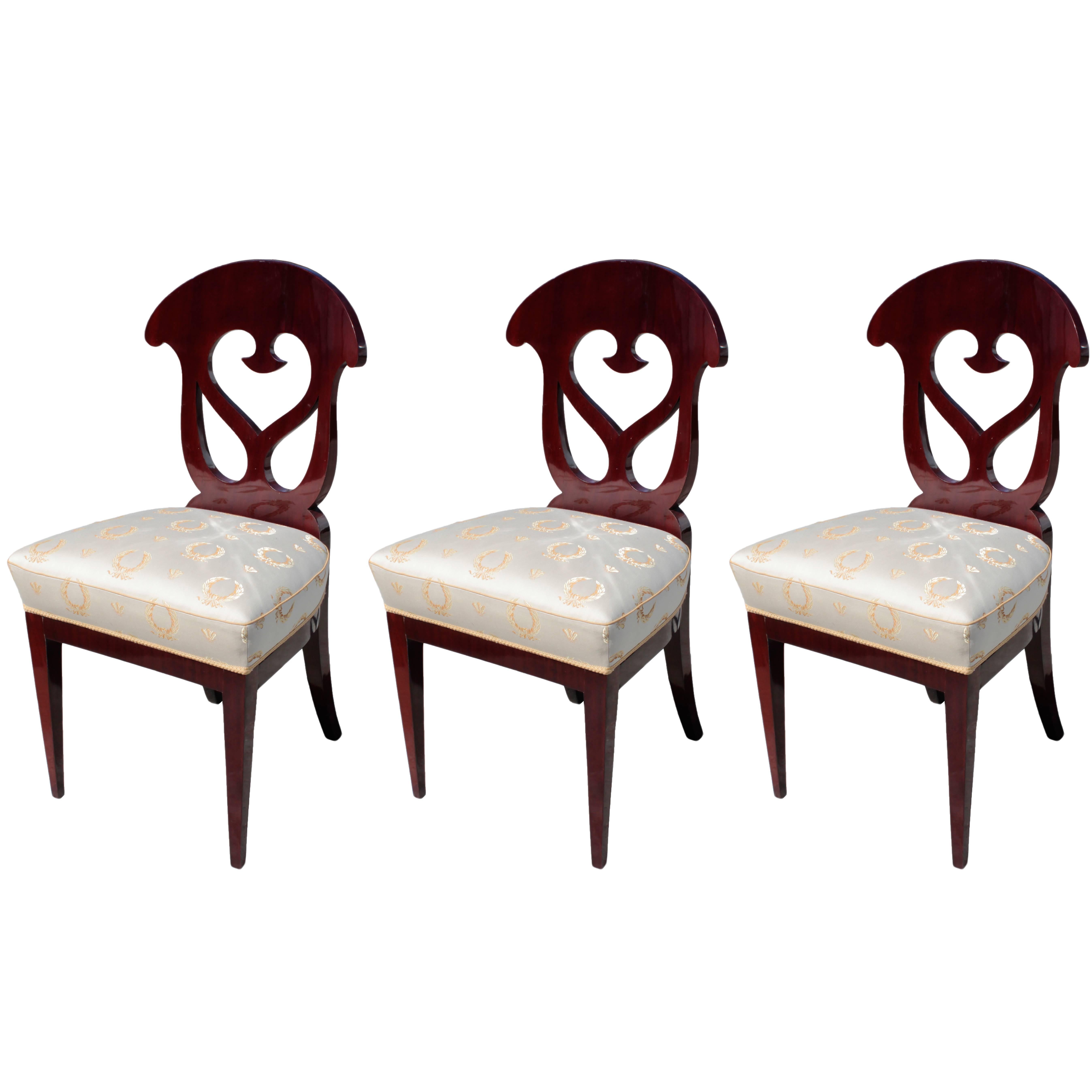 Three German Biedermeier Period Side Chairs For Sale