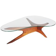 Adrian Pearsall Mid-Century Danish Modern Style Walnut and Glass Cocktail Table