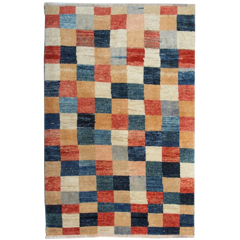 Fine Contemporary Rugs, Modern Carpet, Plaid Design Afghan Rugs For Sale at 1stdibs