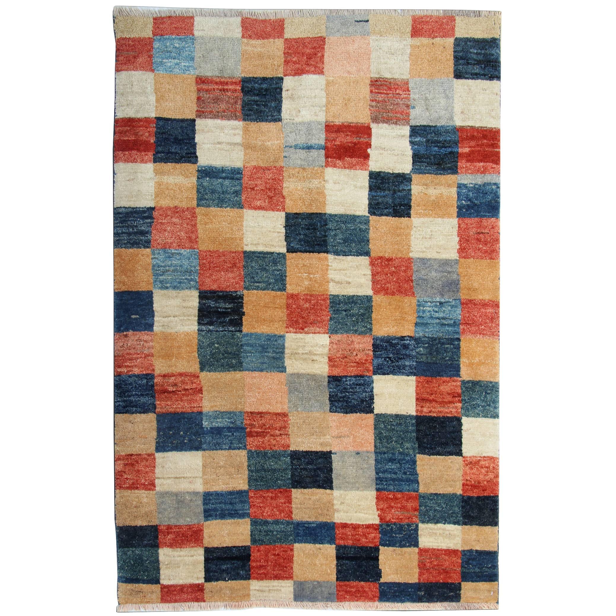 Oriental Rug Fine Contemporary Rugs, Hand Made Carpet, Plaid Design