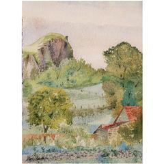 Impressionist Watercolor Painting-, French Landscape 2