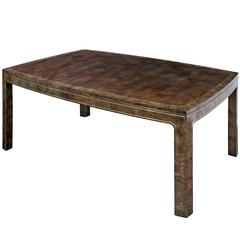 Dining Table in Carpathian Elm with Brass Inlays by Mastercraft 12