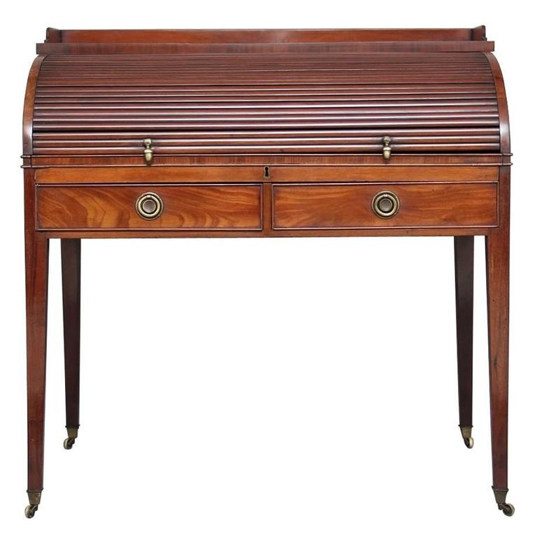 19th Century Regency Mahogany Roll Top Writing Desk at 1stDibs