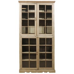 Tall Painted Glass Door Cabinet, Mid-20th Century