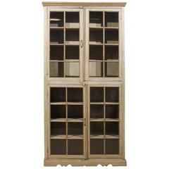 Tall Painted Glass Door Cabinet, Mid-20th Century 8
