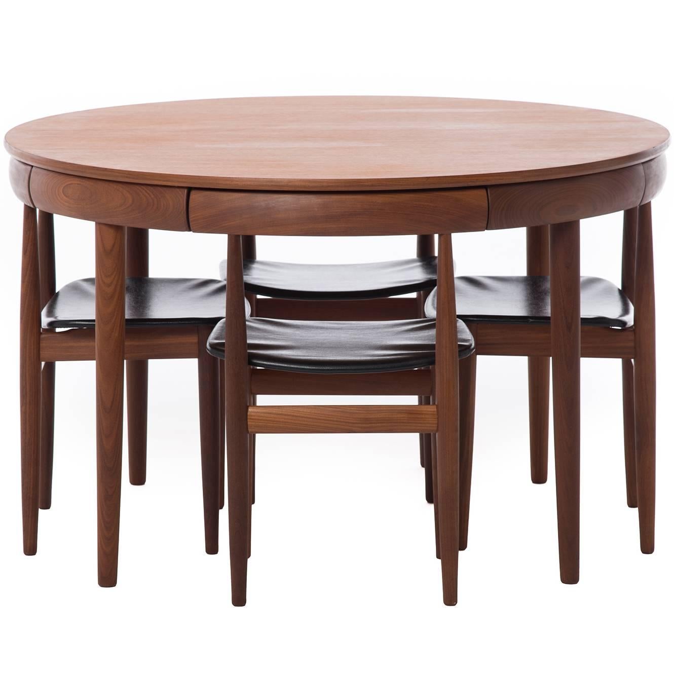 Danish Modern Roundette Dining Table and Chairs