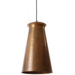 Stilnovo Style Pendant Light, Patinated Brass, 1960