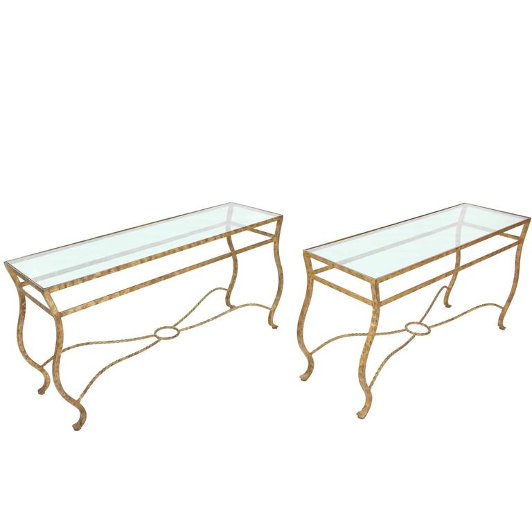 Pair of Ornate Gold Finish Console Tables For Sale at 1stDibs ornate
