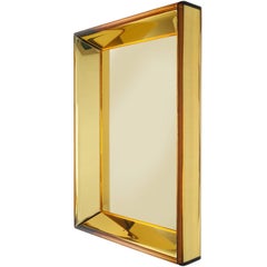 Magnificent Golden Yellow Glass Mirror by Roberto Rida