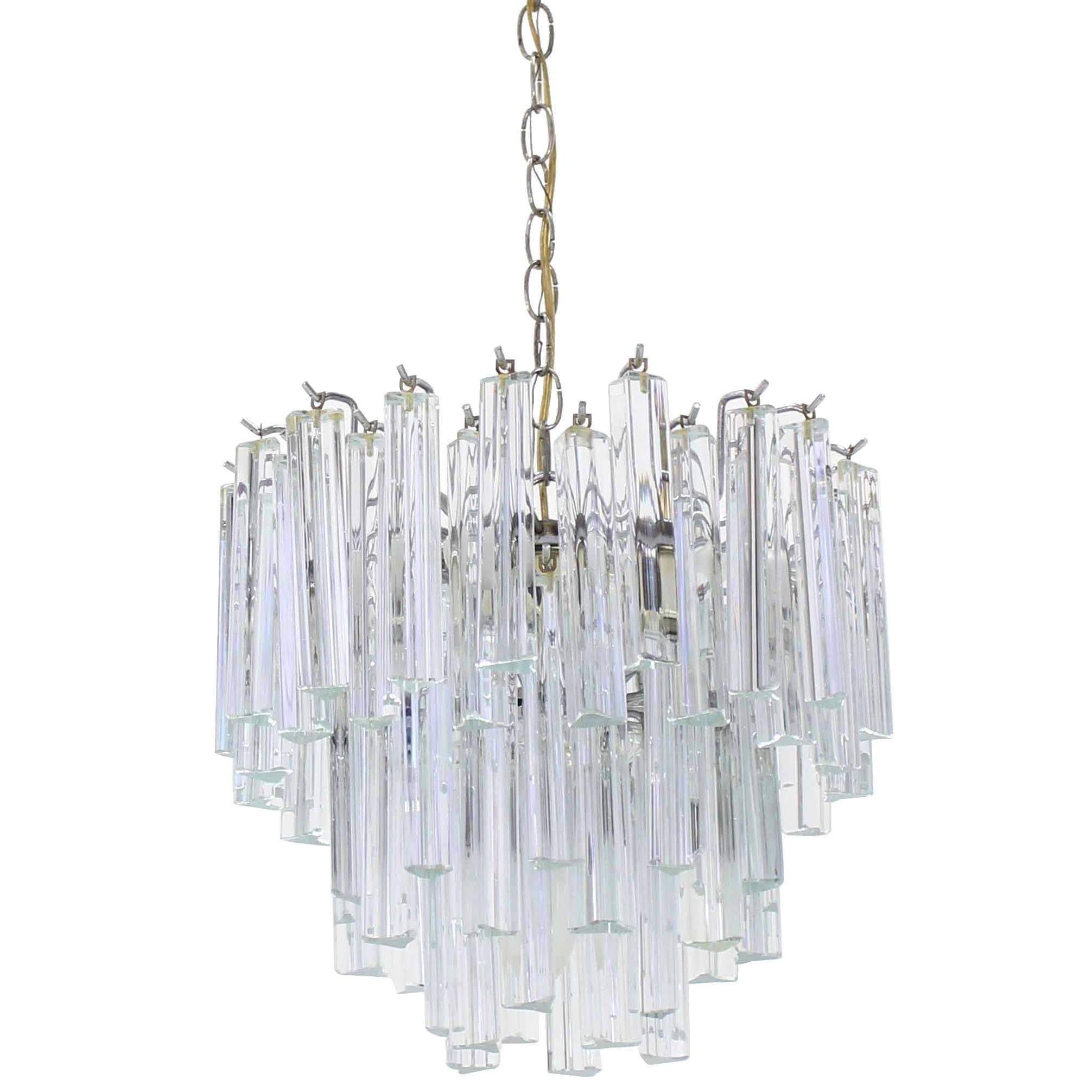 Medium Size Venini Glass Prisms Camer Light Fixture For Sale