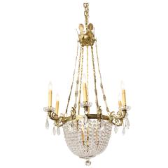 A French Empire 6-Light Crystal Beaded Chandelier 9