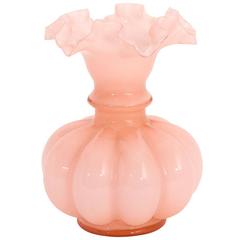 Blush Pink Murano Ruffle Vase