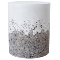 Hand Made Grey Agate and White Plaster Drum, Side Table by Samuel Amoia
