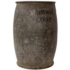 Antique Turn-of-the-Century Industrial Metal Barrel, Germany, circa 1900