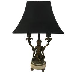 Rococo Style Bronze Putti Figurine Dressing Table Lamp