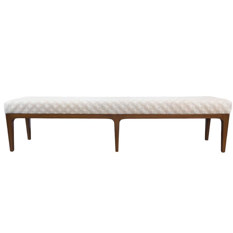 Raphael Bench Mid Century Modern Style Diamond Laser Cut Cowhide