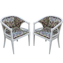 Pair of Hollywood Regency Armchairs with Pucci Style Fabric
